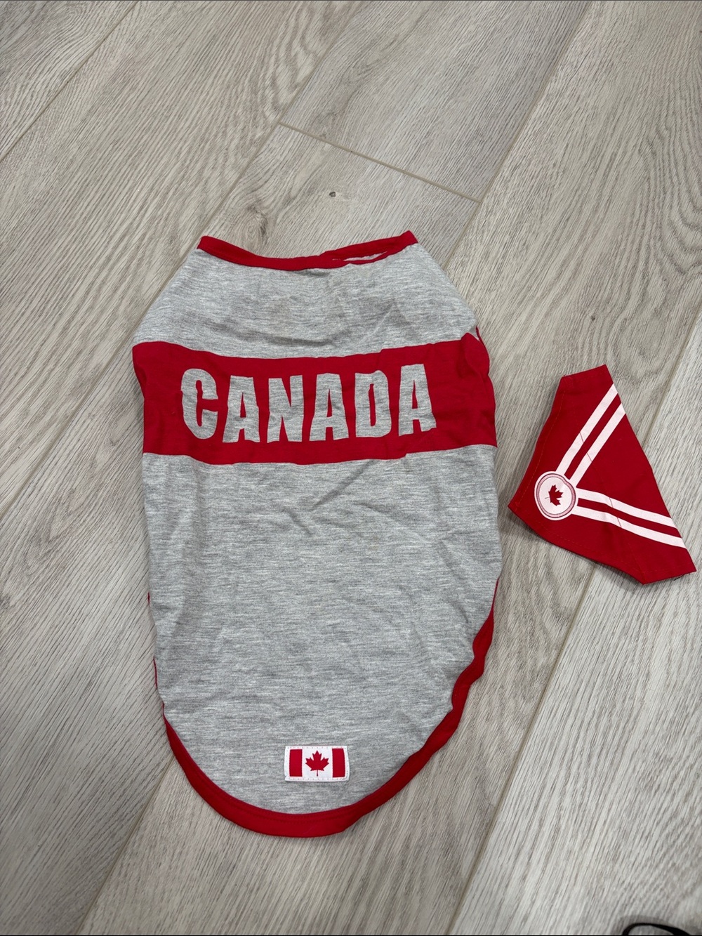 Canada Red & Gray Dog Tee size S euc